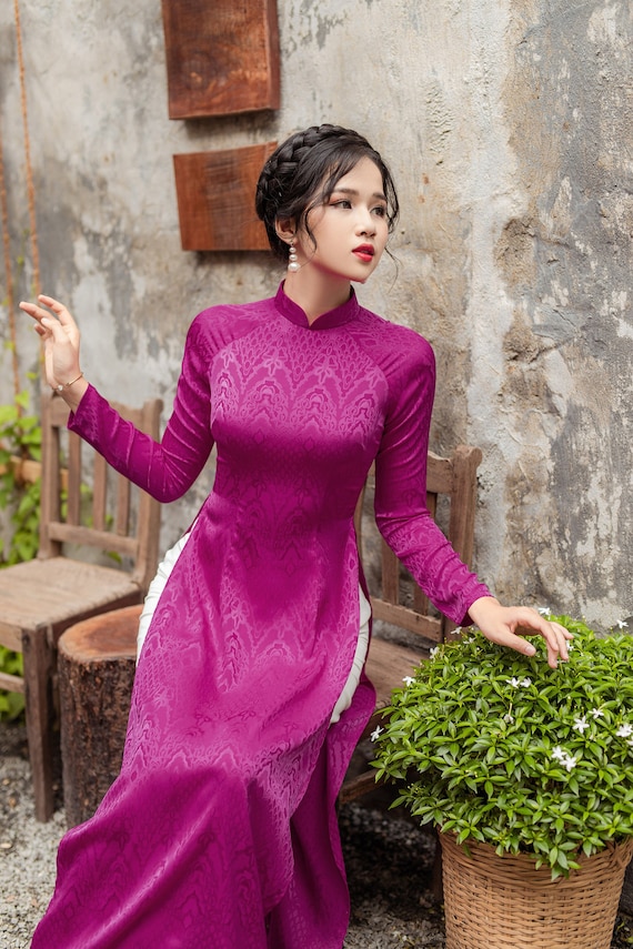 Vietnamese Ao Dai for Women, High Quality Ao Dai Vietnam, Colors Vietnamese  Traditional Costume Include Pants - Etsy