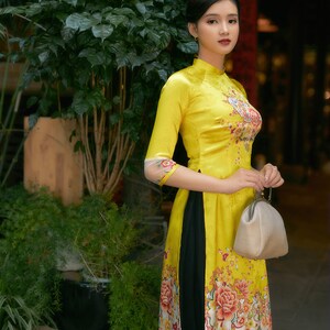 Vietnamese modern ao dai , High quality Vietnamese traditional costume, Vietnamese traditional clothing, include skirts. image 7