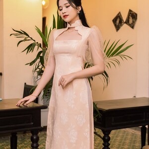 Vietnamese modern ao dai , High quality Vietnamese traditional clothing include pants. image 8