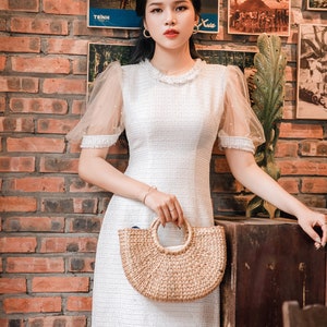 Vietnamese modern ao dai , High quality Vietnamese traditional clothing include pants. image 5