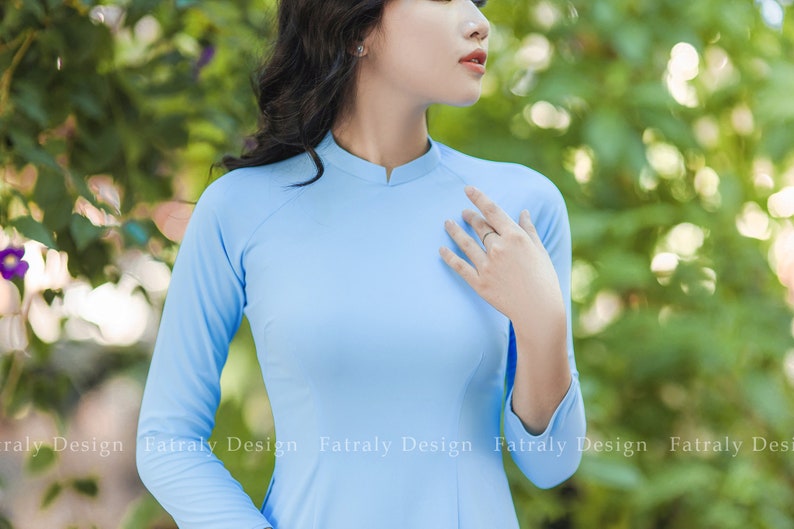 Vietnamese Ao Dai for Women, High quality Ao dai Vietnam, Colors Vietnamese traditional costume include pants image 2