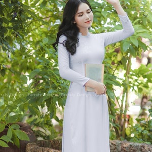 Vietnamese Ao Dai for Women, High quality Ao dai Vietnam, Colors Vietnamese traditional costume include pants image 8