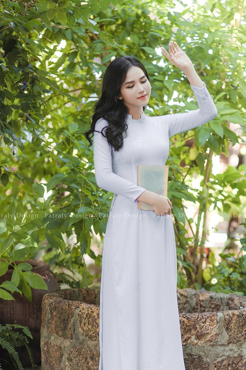 Vietnamese Ao Dai for Women, High quality Ao dai Vietnam, Colors Vietnamese traditional costume include pants image 8