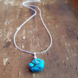 Delicate Sterling Silver Necklace With Sleeping Beauty Turquoise Nugget, Layering Necklace, Turquoise Necklace, Sterling Necklace