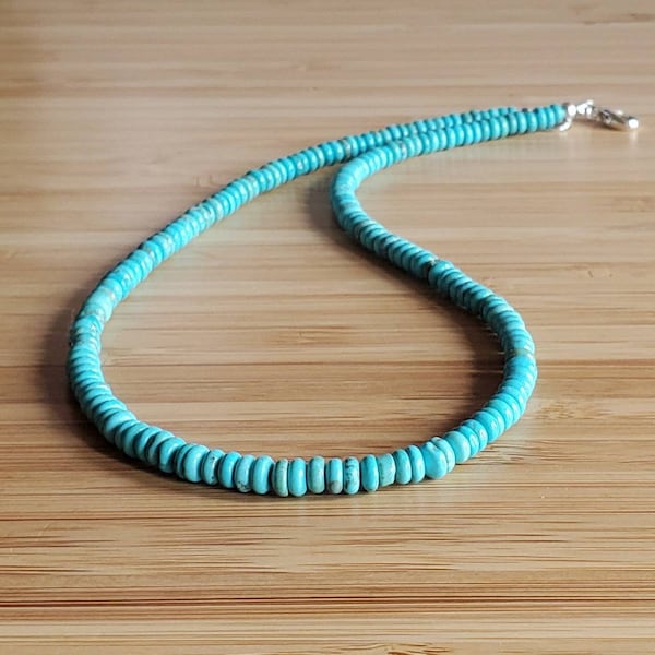 Dainty Natural Turquoise Necklace, Boho, Native American Navajo Style, Arizona Turquoise Choker, Layering Necklace, Organic Turquoise Choker