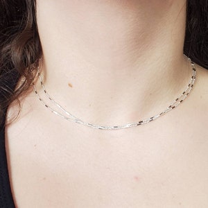 Doublr Delicate Sterling Silver Choker Necklace, Simple Sterling 925 Choker, Layering Necklace, Minimalist Necklace, Sterling Bar Choker