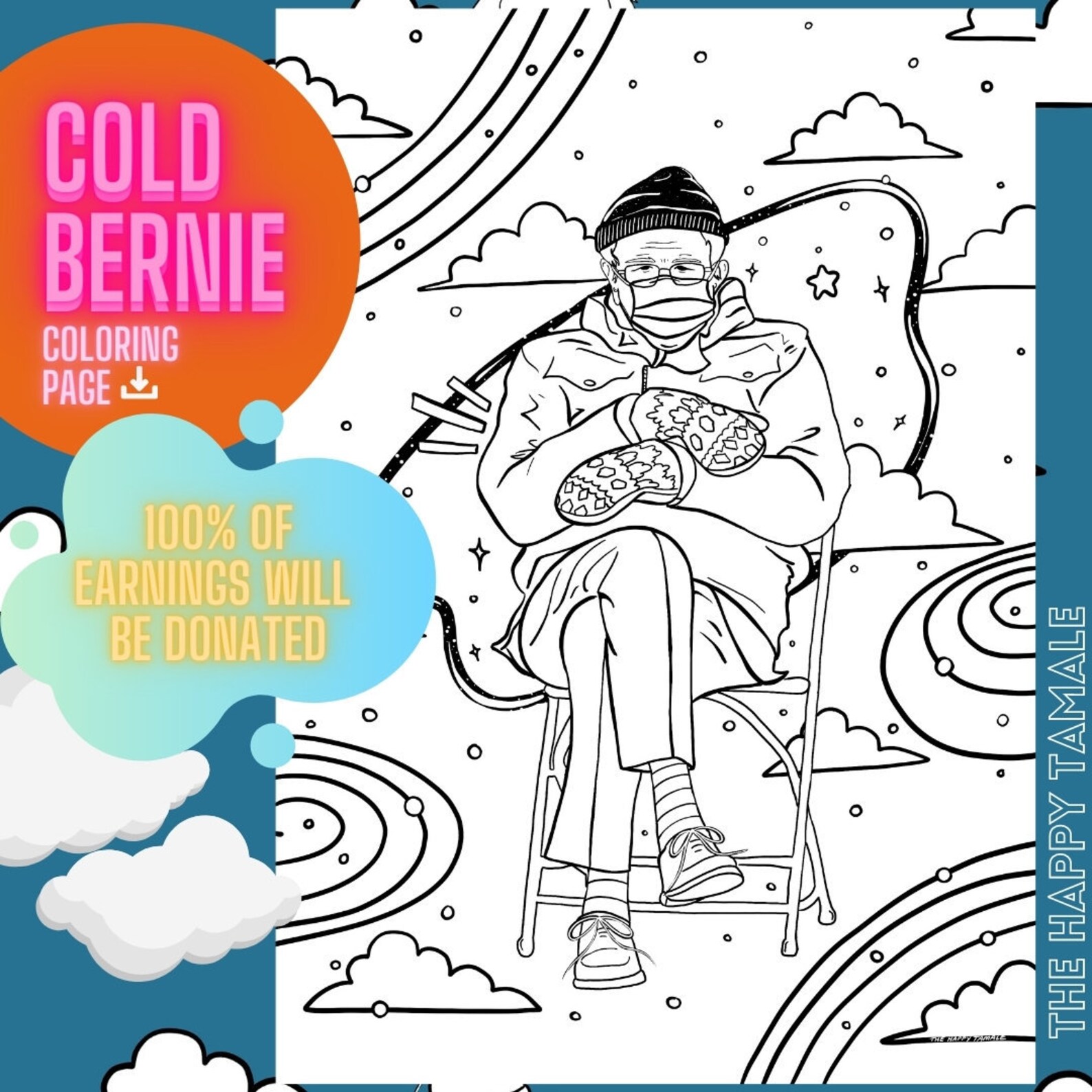 Bernie Sanders Coloring Page | Etsy