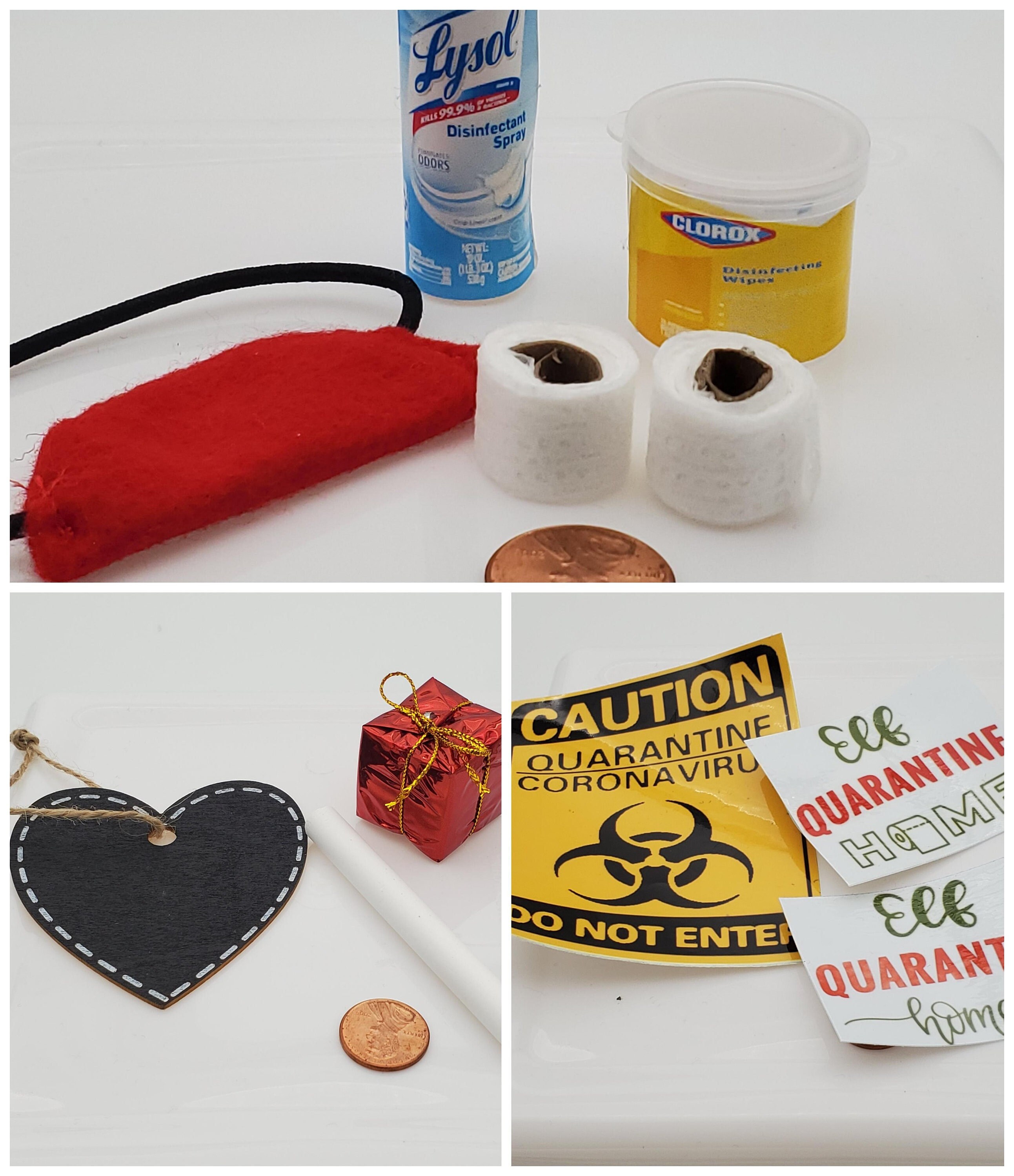 Quarantine Elf Essentials, 11 pc set Elf Costume, Mini Lysol, Clorox,…