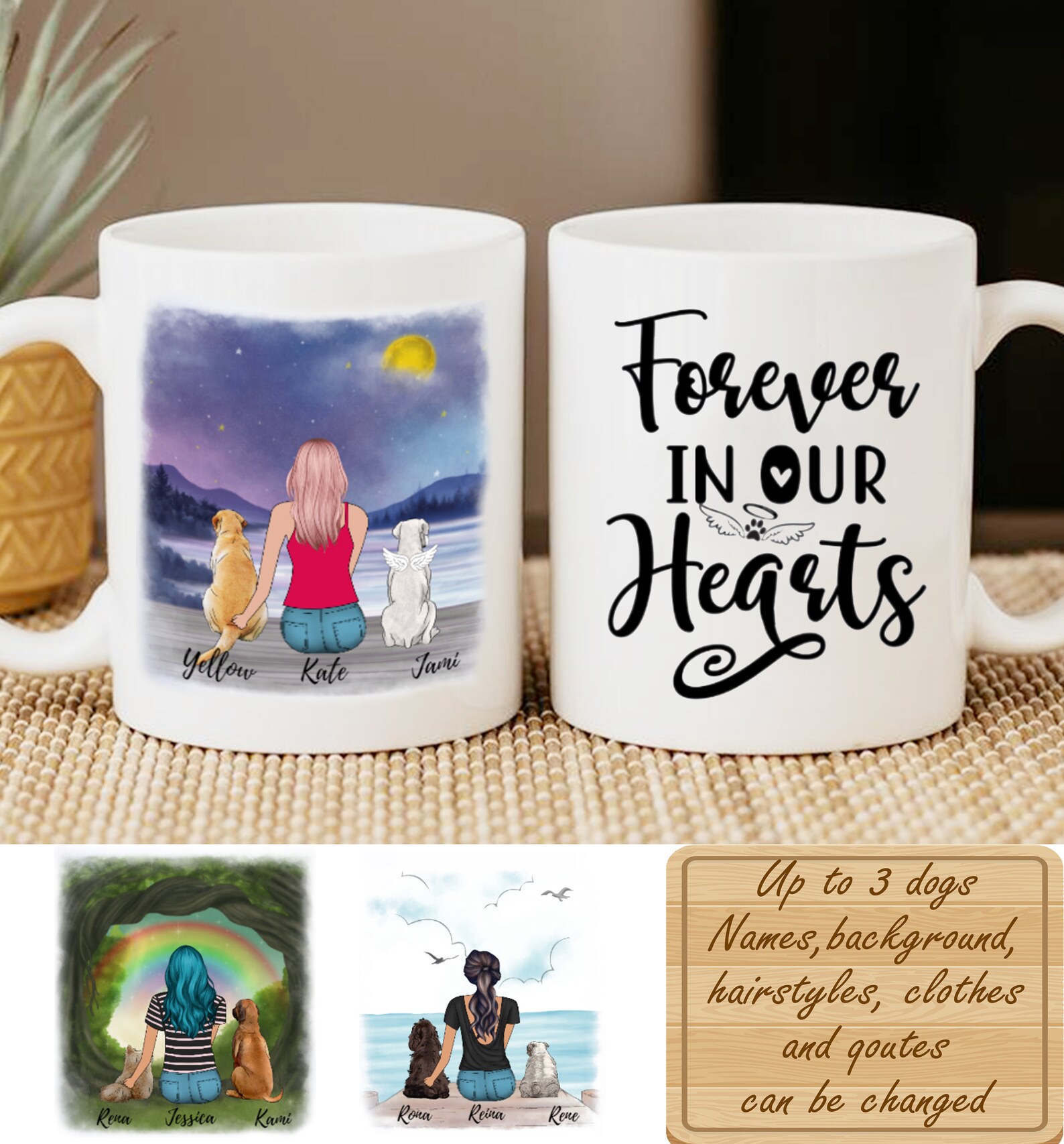 Girl And Dogs Forever In My Heart Personalized Mug For Dog Etsy