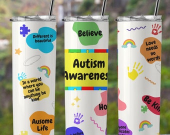 Autism Awareness Affirmation Tumbler Wrap PNG