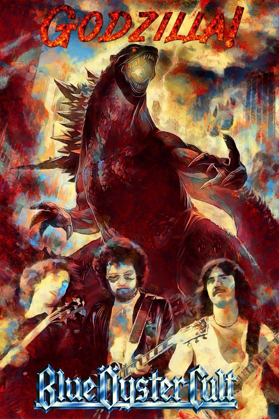 Blue Oyster Cult Poster/Metal Art Godzilla Free US Etsy