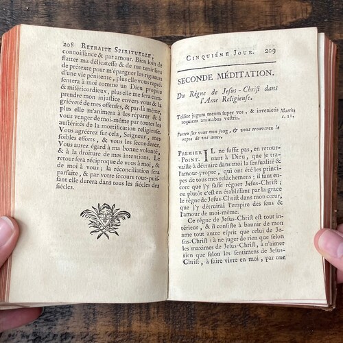 1752 Rare Antique French Book | “Retraite Spirituelle a shops l’Usage des Communautés Religieuses” | Small Antique Book