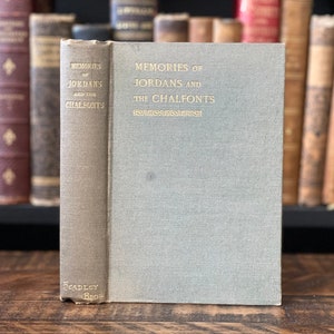 1895 Victorian Antique Book with Antique Inscription | “Memories of Jordans and the Chalfonts” Small Antique Book