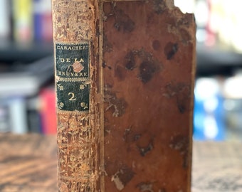 1769 Rare Antiquarian French Book | “Les Caracters de Theophraste et de La Bruyere” | Vol. 2| Printed in Paris