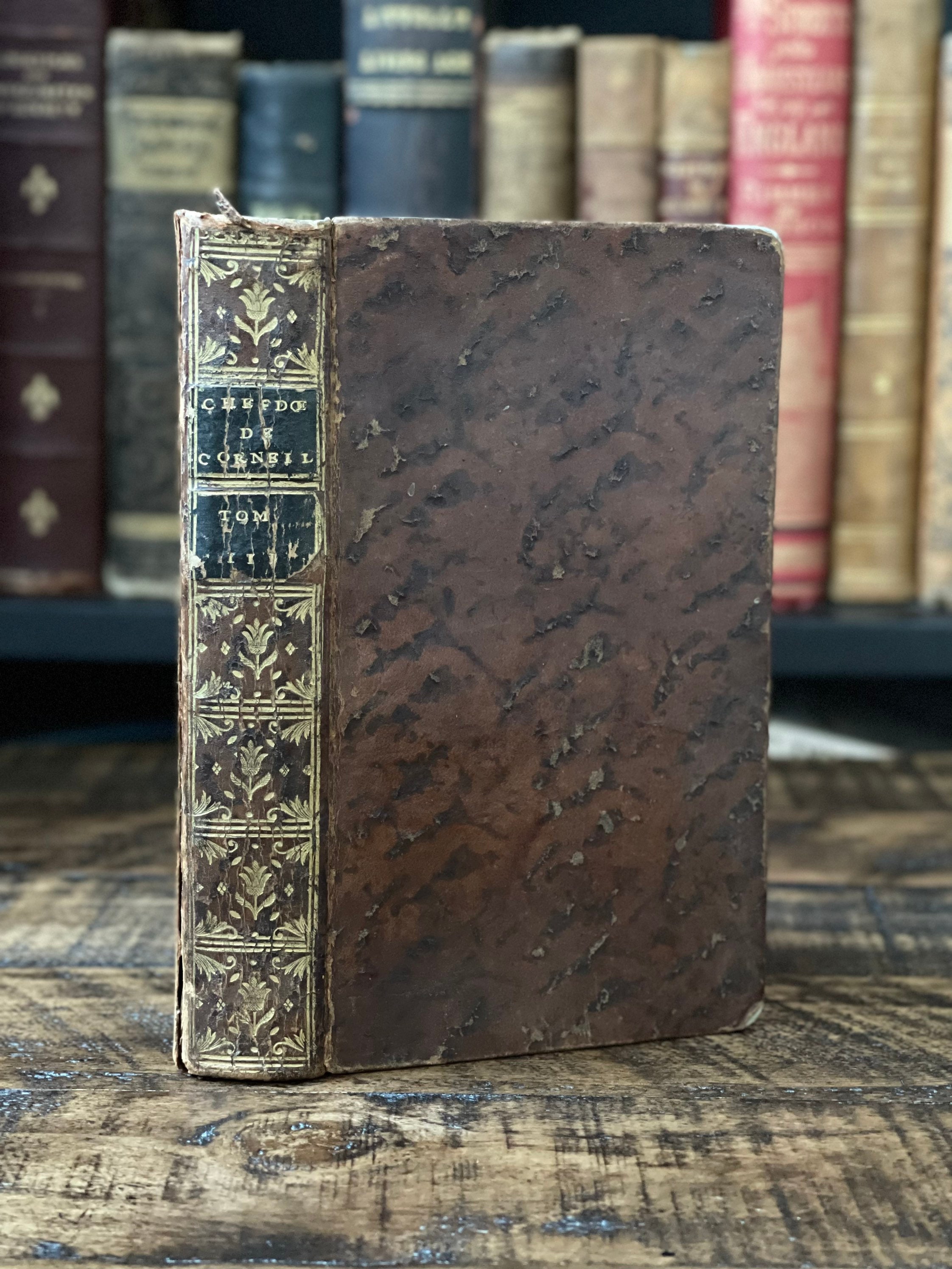 1760 Rare French Antique Book | “ Les Chef- Oeuvres Dramatiques de Messieurs Corneille” | Small Antique French Book