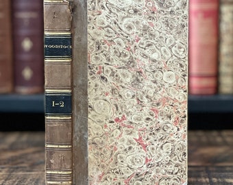 1826 Antik Historiebok | "Historie due Temps de Cromwell, Année 1651" | Vol. 1 och 2 | Engelsk inbördeskrigshistoria | Liten antik bok