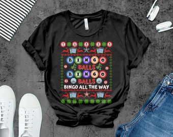 Ugly Christmas Sweater Funny Bingo Shirt for Bingo Lover