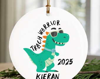 Personalized Trach Warrior Ornament, Custom Tracheostomy Awareness Christmas Ornament
