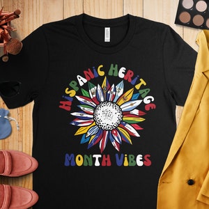 Camiseta del mes de la herencia hispana, herencia hispana, camisetas para mujeres, camiseta mexicana, camiseta española, camiseta latina, camiseta de celebración, para mujeres