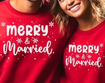 Merry And Married, Our First Christmas As Mr & Mrs, Couples Christmas Sweaters, Matching Christmas, Matching Family, Just Married Matching
