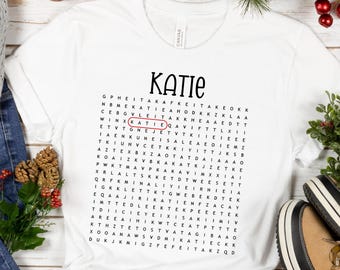 Personalized Word Search, Custom Word Search Shirt, Unique Gift, Hard to Shop, Personalized Group Word Search, Funny Gag Gift, Personalized
