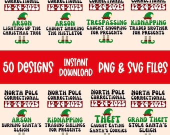 Matching Family Christmas PNG Designs 2024, North Pole Correctional, Funny Group Christmas shirts, Holiday Shirts, Christmas SVG, 50 PNGs