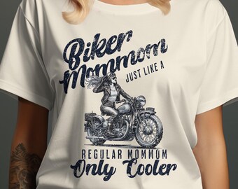 Biker Mommom T-Shirt Just Like a Regular Mommom Only Cooler Funny Motorcycle Gift for Grandma Biker Grandma Shirt Unique Gift