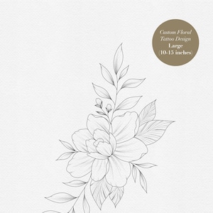 Custom Floral Tattoo Design: Large FineLine Tattoo Commission (Digital Files)