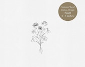 Small Custom Floral Bouquet Tattoo – Fine Line Floral Design – Personalized Botanical Art (Digital Download)