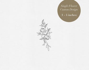 Custom Single Flower Tattoo – Fine Line Birth Flower Design – Personalized Floral Art (Digital Download)