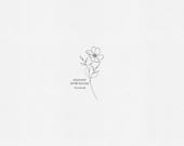 Cosmos Tattoo Design – October Birth Flower – Fine Line Minimalist Floral Tattoo Stencil (Digital Download)