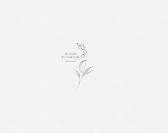 Lily of the Valley Tattoo Design – May Birth Flower – Minimalist Floral Tattoo Stencil (Digital Download)