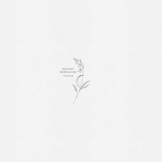 Lily of the Valley Tattoo Design – May Birth Flower – Minimalist Floral Tattoo Stencil (Digital Download)