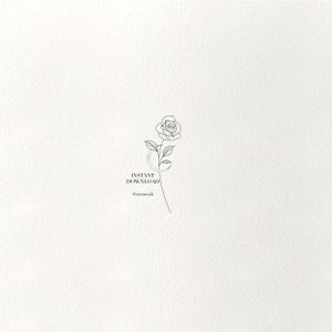 Juni Geburtsblume, Rose, Geburtsblume Tattoo, Sofort Download, druckbare Tattoo-Design, feine Linie Geburtsblume Design, Florale Kunst