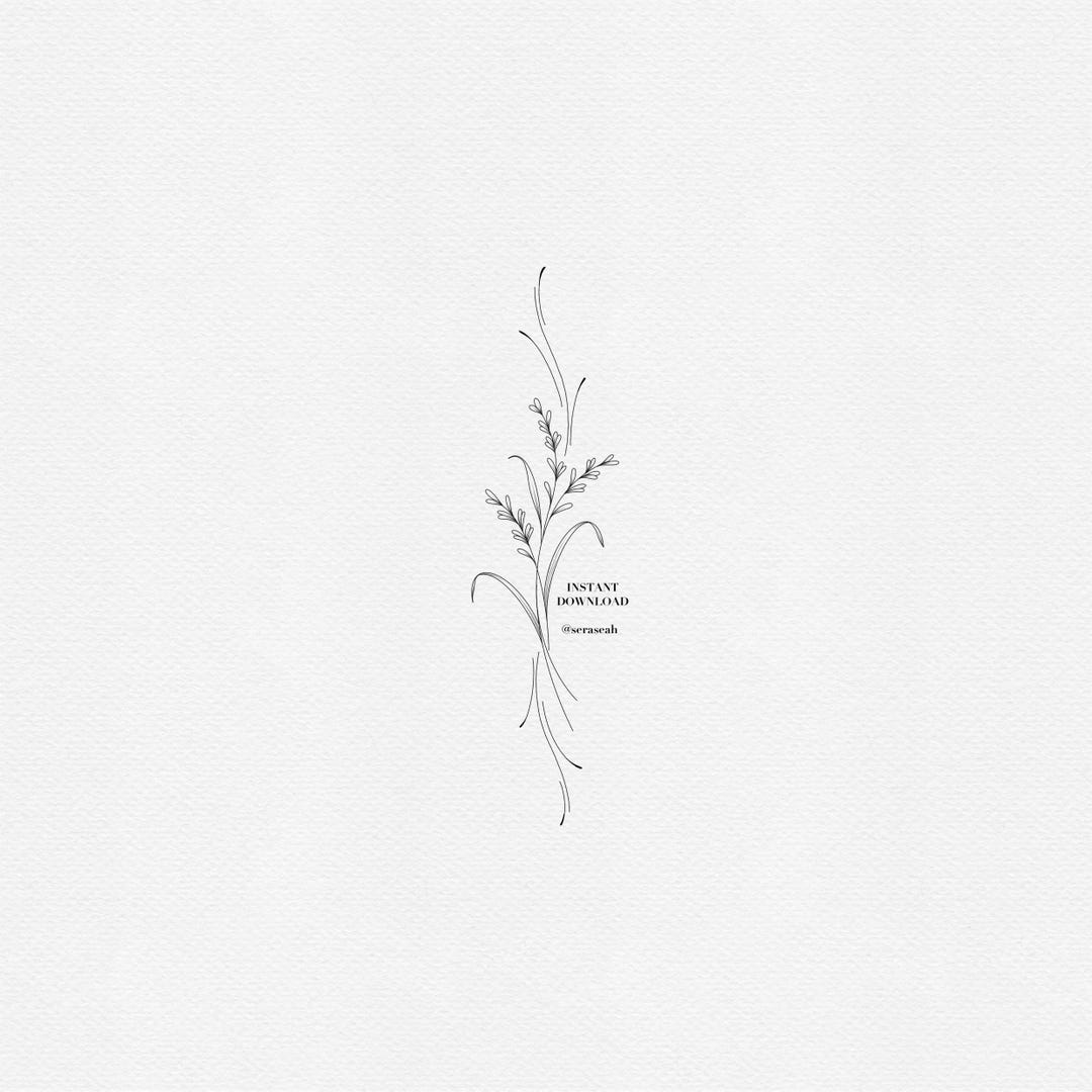 Fine Line Botanical Tattoo - Minimalist Wildflower Stem Design ...