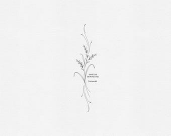 Fine Line Botanical Tattoo - Minimalist Wildflower Stem Design - Delicate Floral Tattoo (Digital Download)