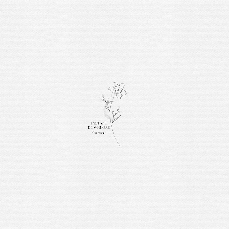 Narcissus Tattoo Design – December Birth Flower – Fine Line Minimalist Floral Tattoo Stencil (Digital Download) image 1