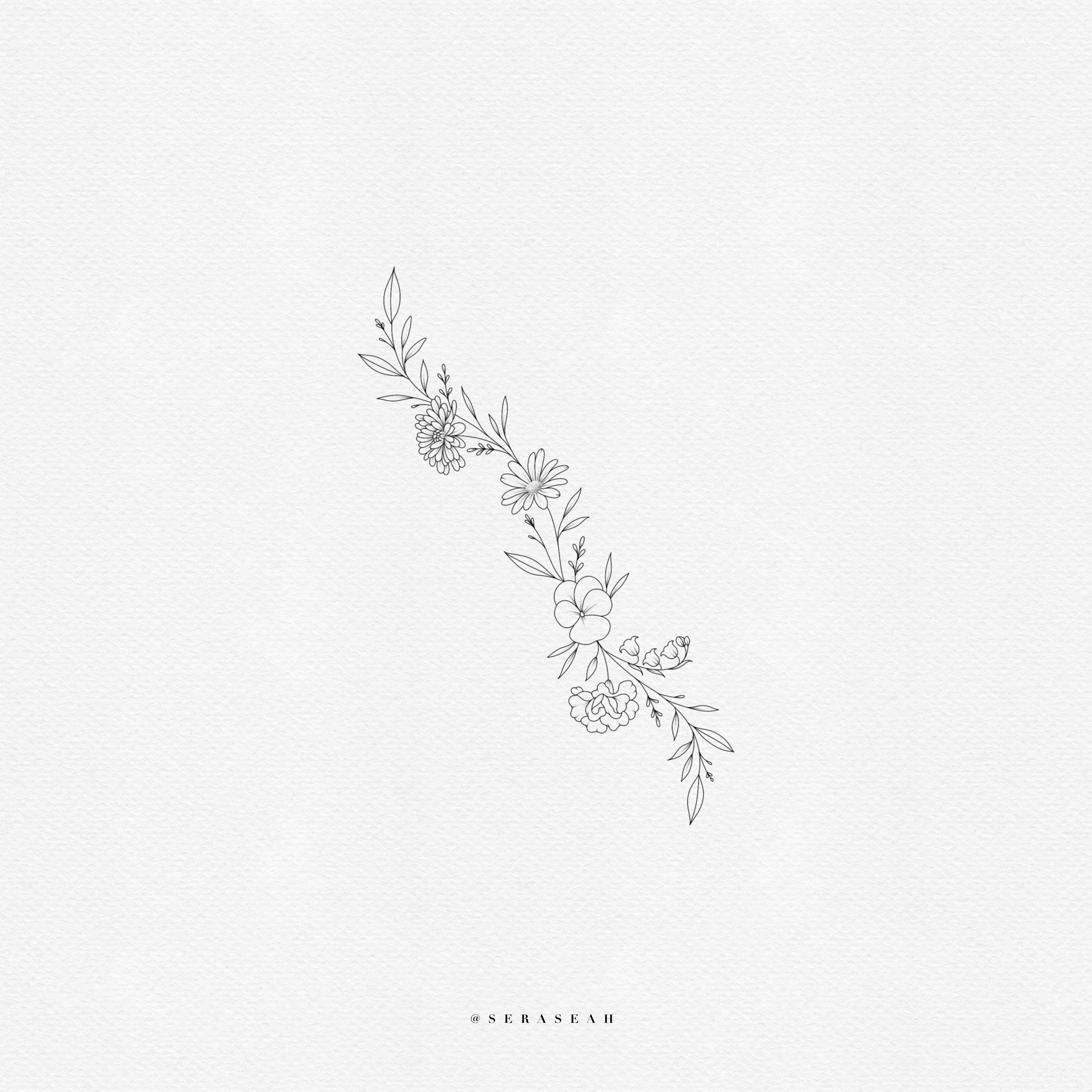 Diseño de tatuaje floral personalizado mediano (5-9 pulgadas) • Tatuaje de  flor de nacimiento • Diseño de línea fina (archivo digital) - Etsy México