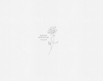 Water Lily Tattoo Design – July Birth Flower – Minimalist Floral Tattoo Stencil (Digital Download)