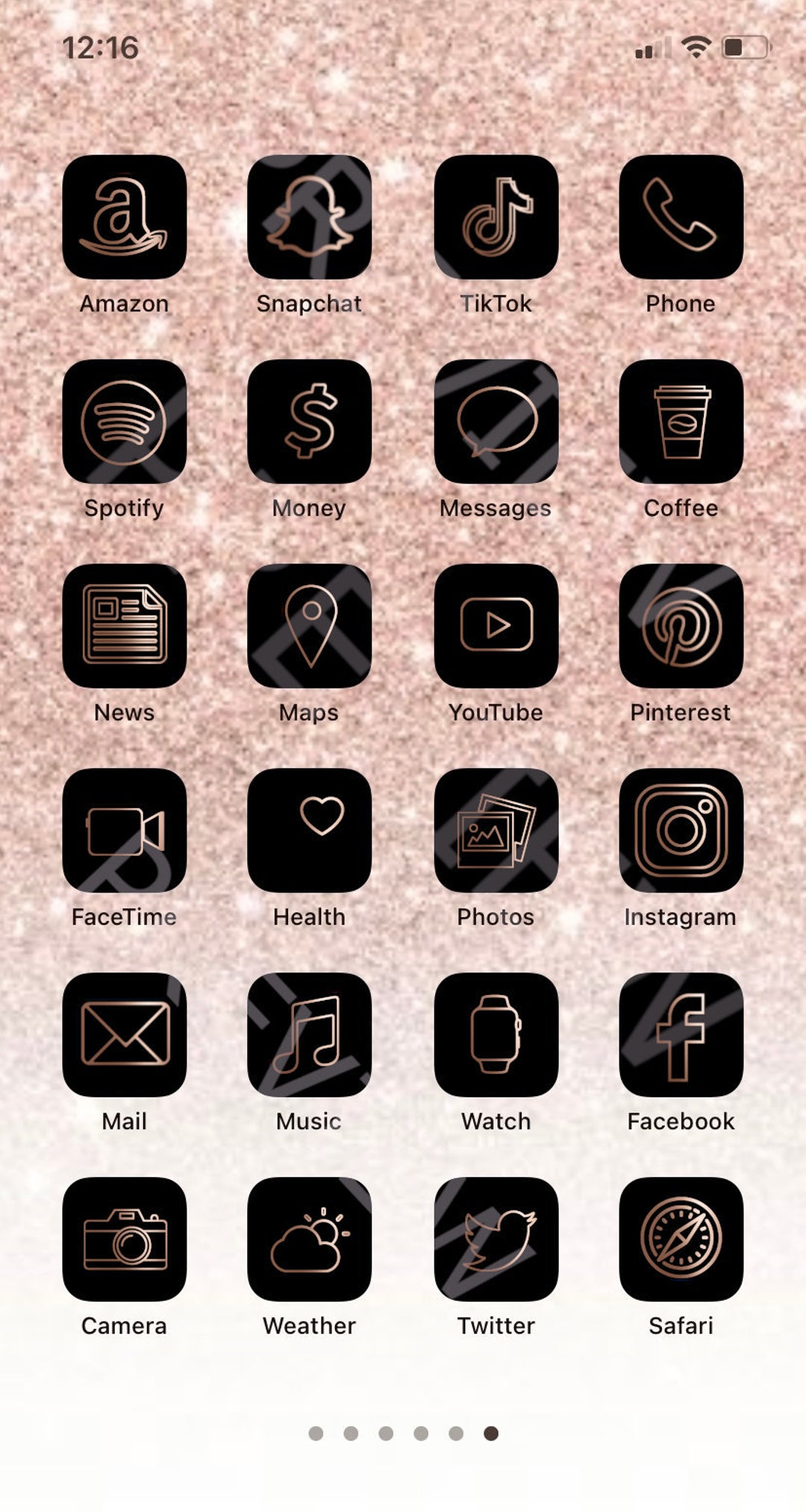 Ios 14 App Icon Pack Rose Gold Black Aesthetic Ios 14 Icons iPhone Icon
