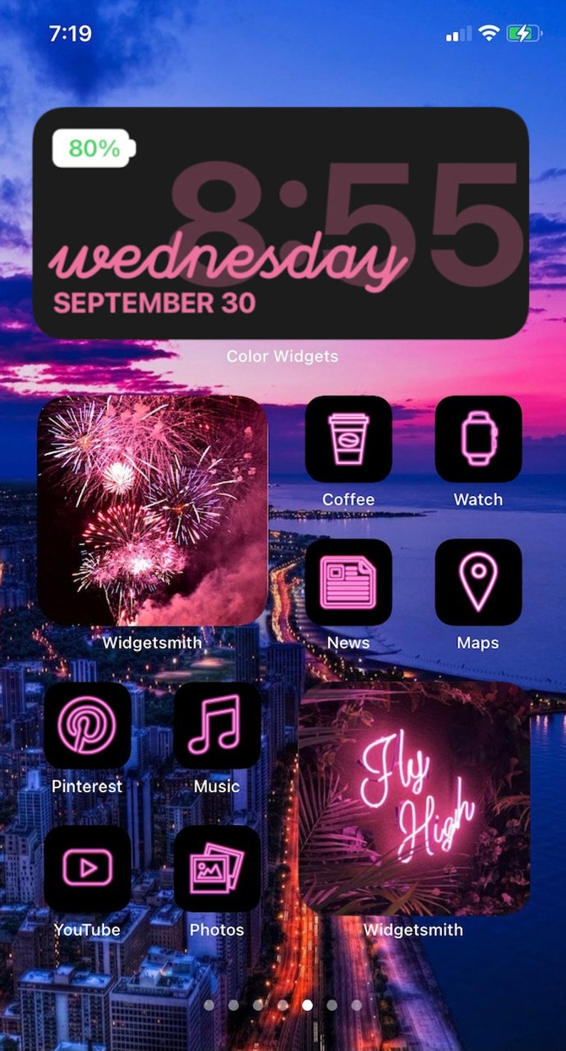 Pink iOS 14 App Icon Pack Neon Aesthetic iOS 14 Icons iPhone Icon Pack Neon 30 Pack App Icons image 2