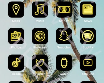 Ios 14 App Icon Pack | Rainbow Neon Aesthetic Ios 14 Icons | iPhone ...