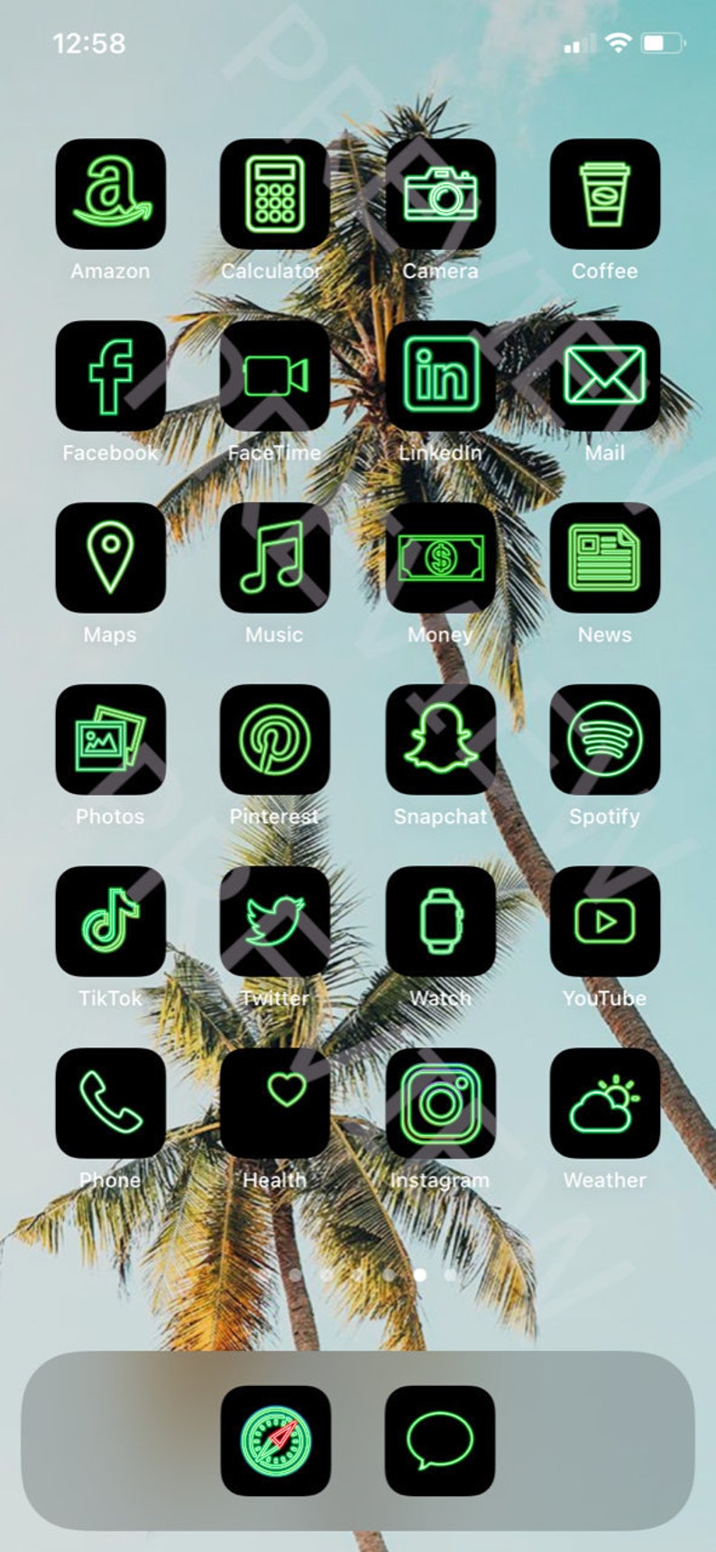 Green Ios 14 App Icon Pack Neon Aesthetic Ios 14 Icons iPhone Icon Pack