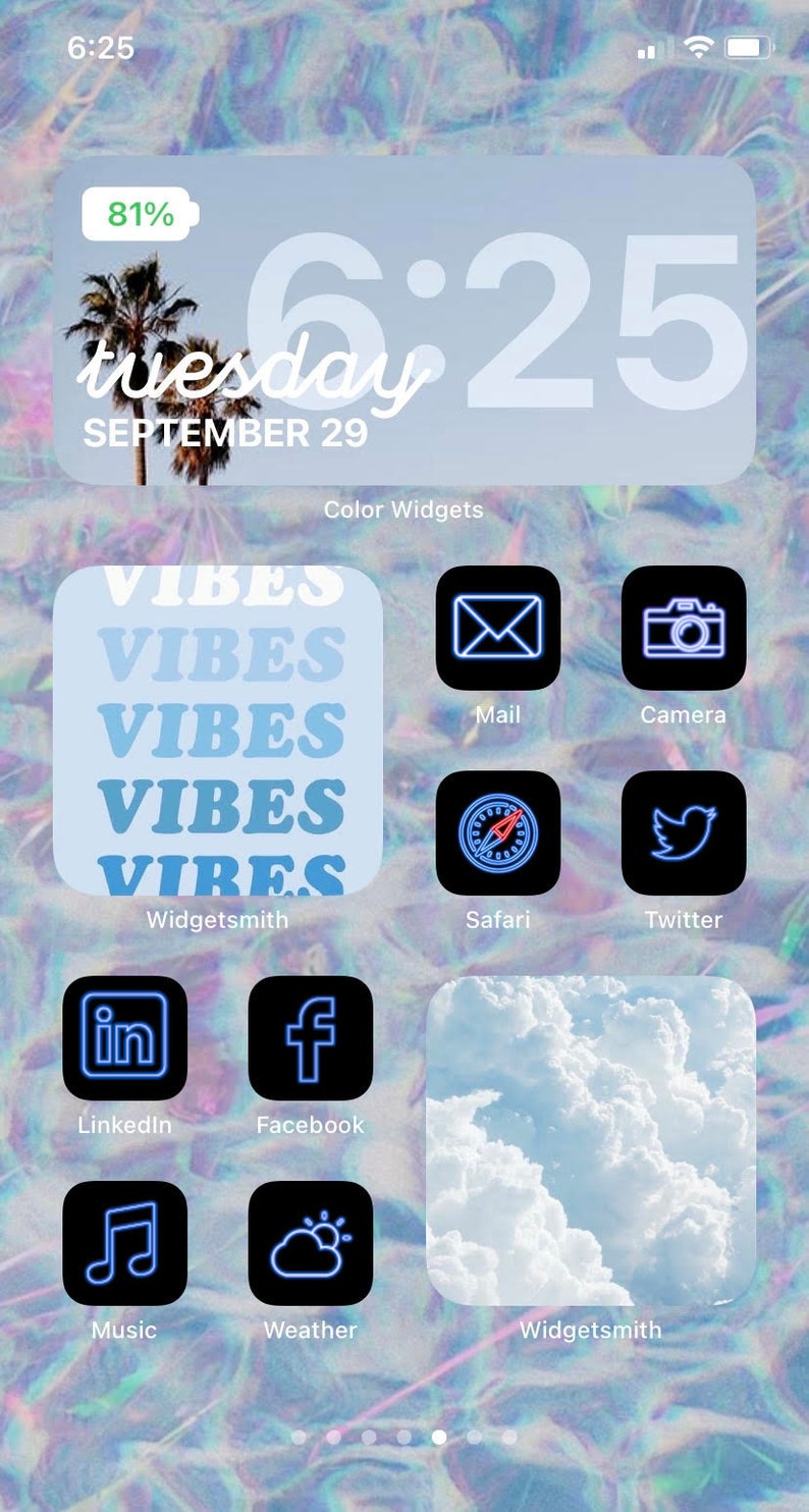 Blue iOS 14 App Icon Pack Neon Aesthetic iOS 14 Icons | Etsy