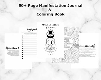 Digital Manifestation Journal & Affirmation Coloring Book, Mindfulness Planner, Affirmation Workbook, Goal Planner, Printable Journal