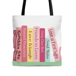 Draagtas Romance Tropes – roze literair cadeau voor boekenliefhebbers