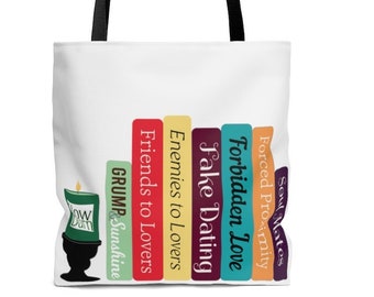 Romance Tropes Classics Colorway Tote Bag - literary gift for readers book lovers cute romancelandia