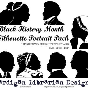 Black History Month-leiders silhouetportretten, SVG JPEG PDF (digitaal bestand)
