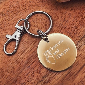 I Love You And I Like You Engraved Keychain • Parks and Rec Quote Keychain • Leslie Knope and Ben Wyatt