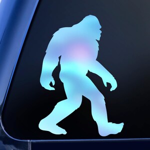 Bigfoot Holographic Vinyl Car Decal Sticker | Funny Sasquatch Car Sticker | Cryptid Gift for Bigfoot Fans